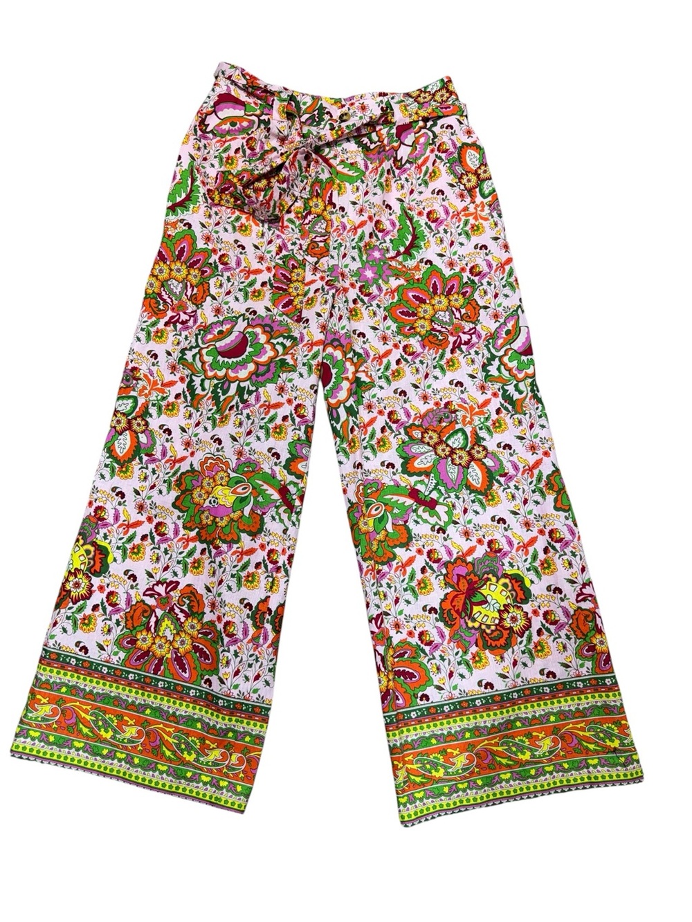 Gibson & Latimer Women’s XL Boho Floral Wide Leg Pants Pink Paisley NEW